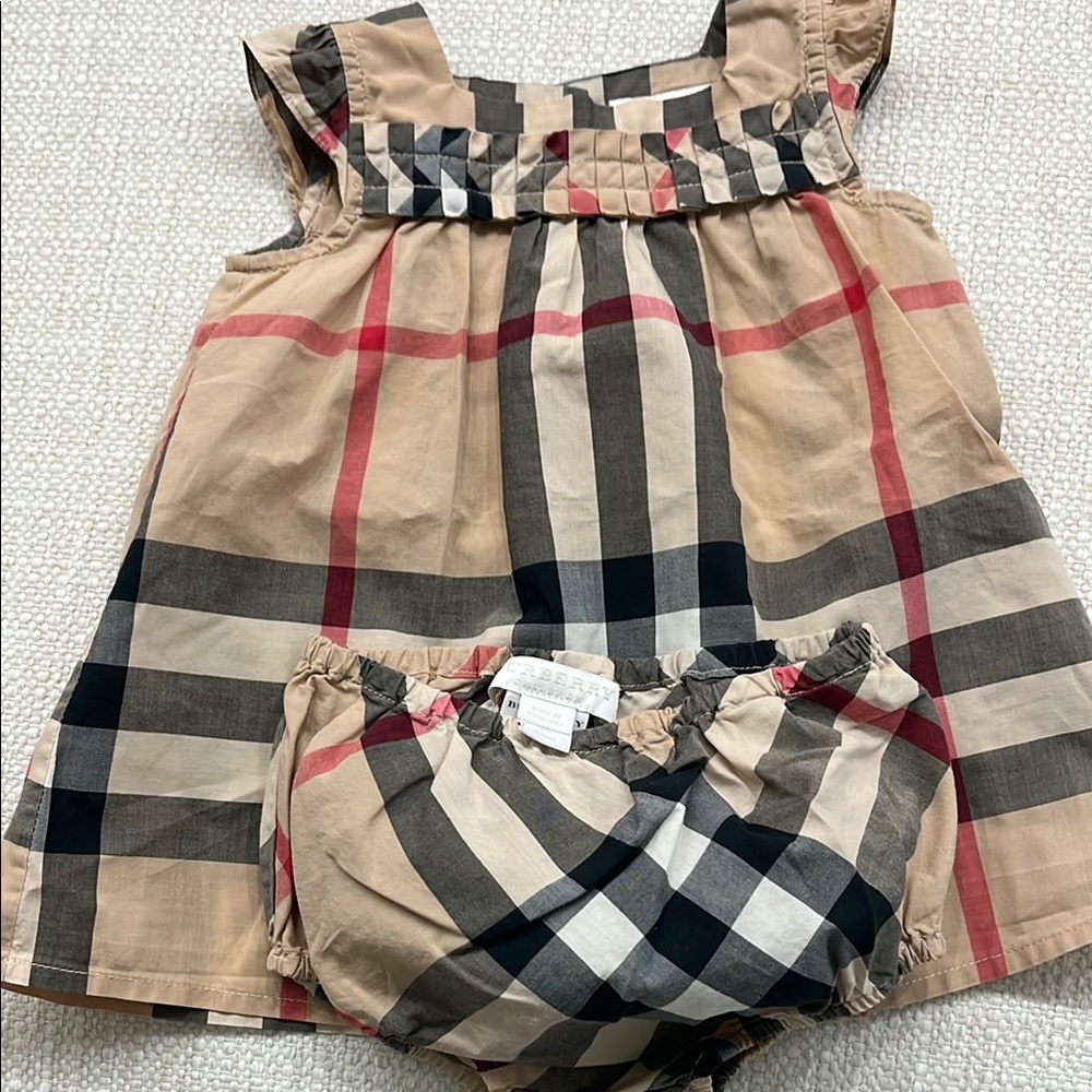Burberry Tan and Black Diaper Covers Iconic Check
